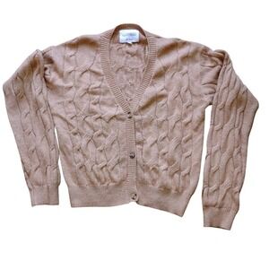 Reserve Fairfax Cable Knit Cardigan Sweater X Large XL Tan Button Up